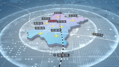 武汉市区域地图辐射定位AE模板