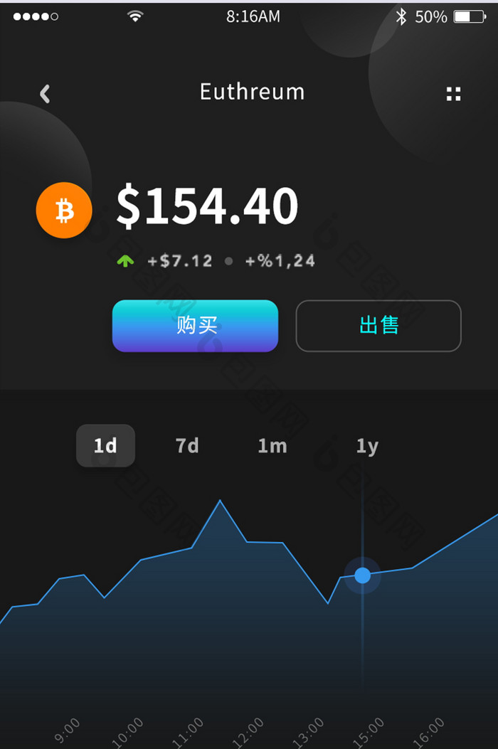 黑色绚蓝数字金融APP个人资金统计页面