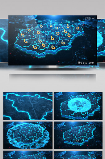 科技海南地图定位AE模板图片