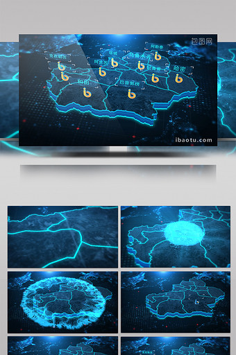 科技新疆地图定位AE模板图片