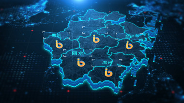 科技浙江地图定位AE模板