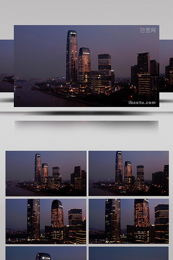 4k航拍广州保利洲际酒店商务大厦夜景图片