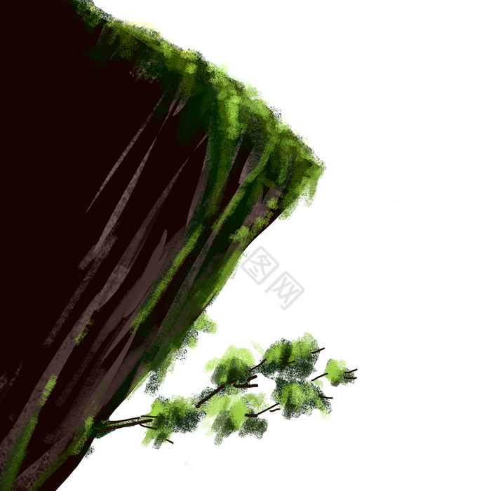 树木树叶悬崖峭壁图片