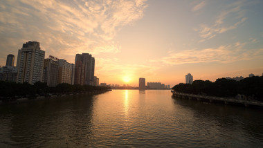 冬季城市夕阳日落延时摄影