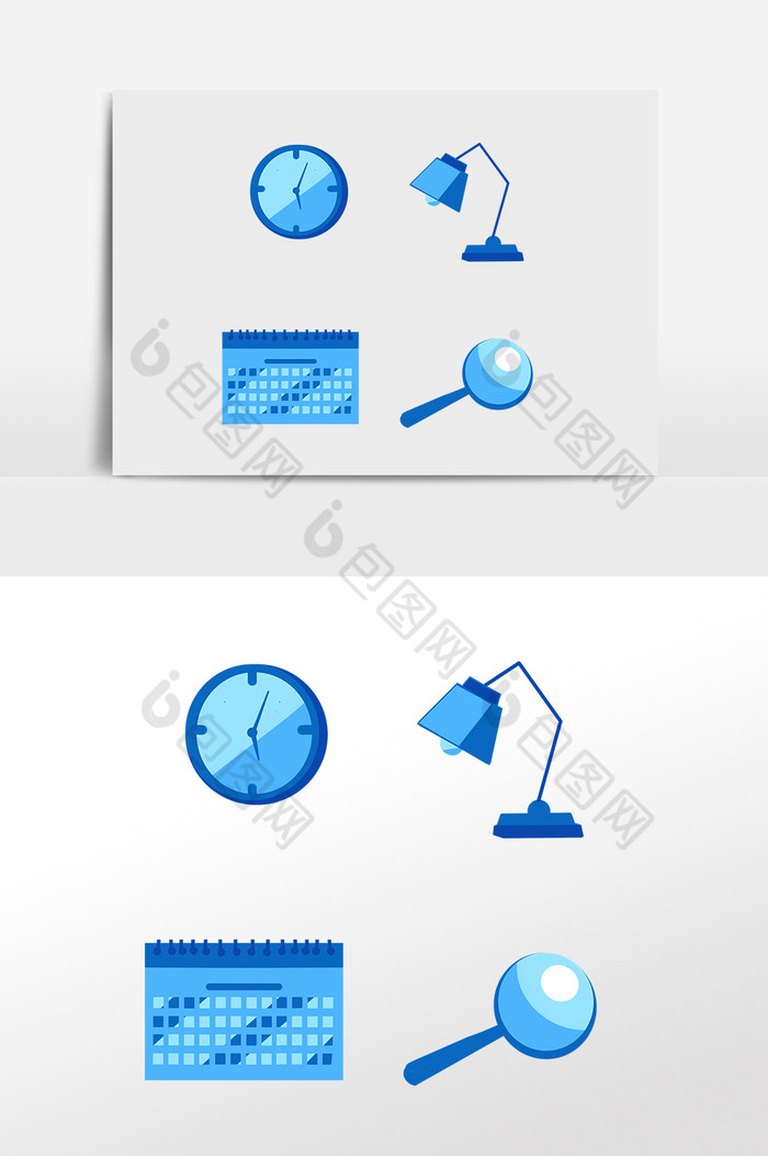 办公用品钟表台灯放大镜图片图片