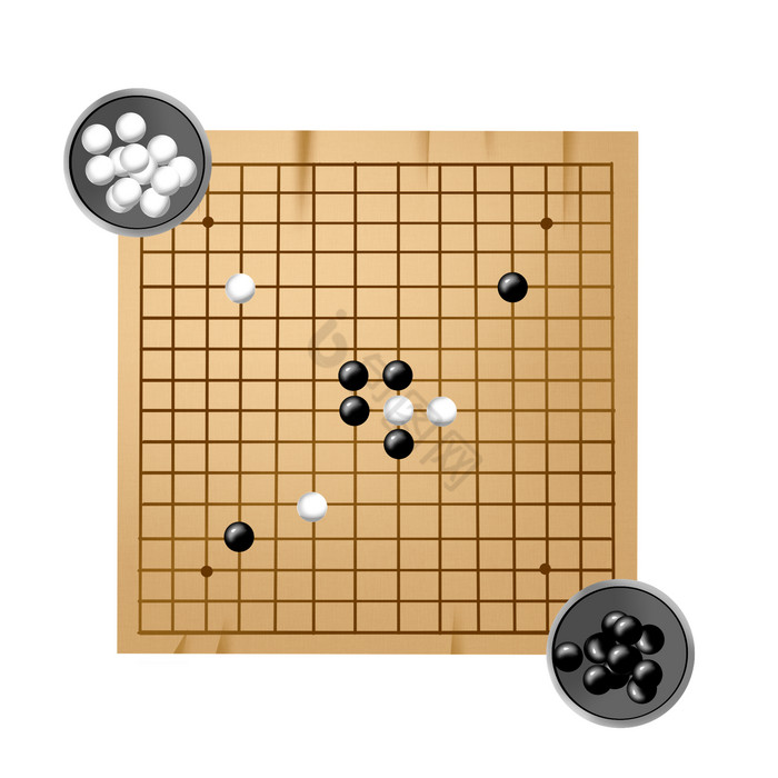 围棋下棋棋盘黑白子图片