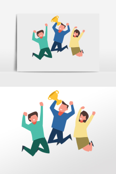 手绘卡通胜利插画模板-包图网