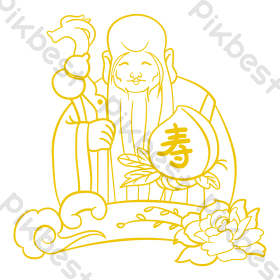 烫金线描春节人寿星公图片