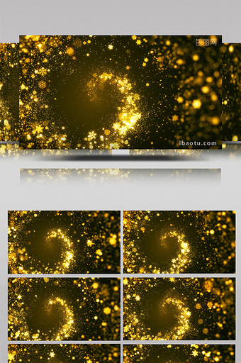金色雪花闪光粒子旋转流动循环背景视频素材图片