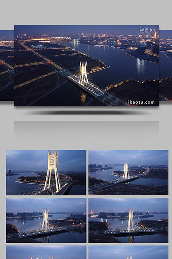 航拍郑州郑东新区北龙湖鼎桥夜景新一线城市图片