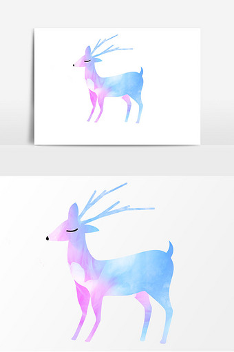 彩色梦幻小鹿元素