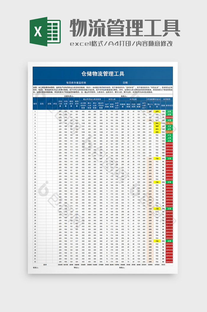 仓储物流管理工具excel模板图片图片