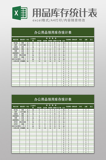 企业办公用品库存统计表excel模板图片