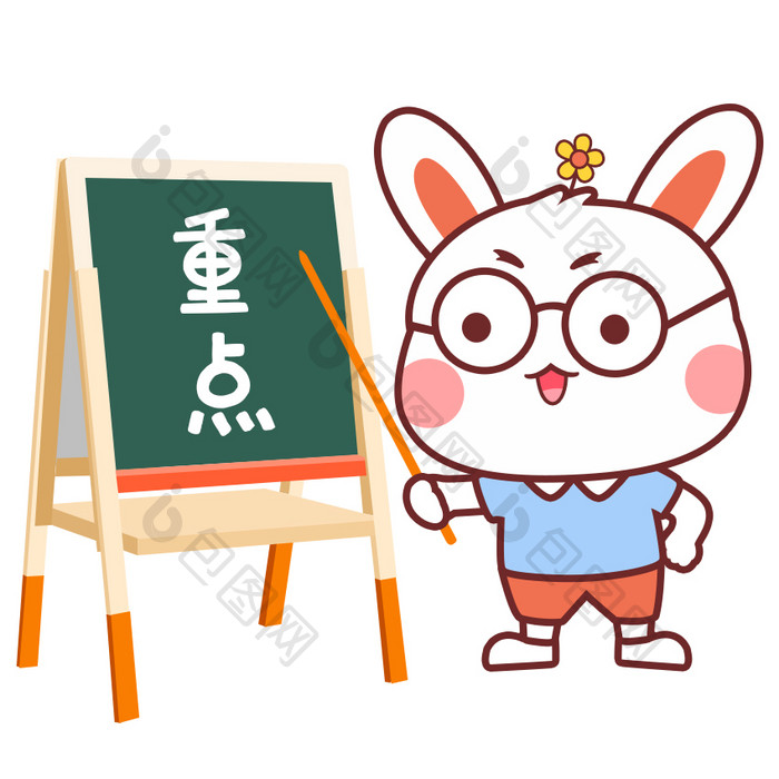 红色可爱卡通兔子敲重点教学上课GIF图