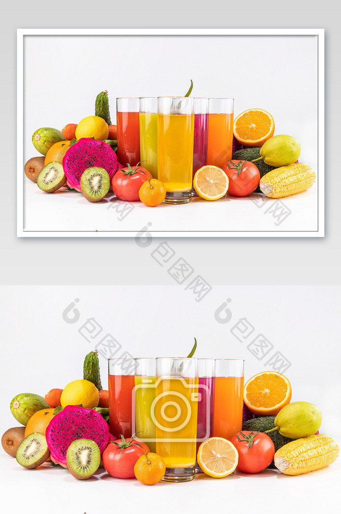 新鲜果蔬汁饮品摄影图