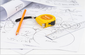 机械房建图纸和卷尺图片