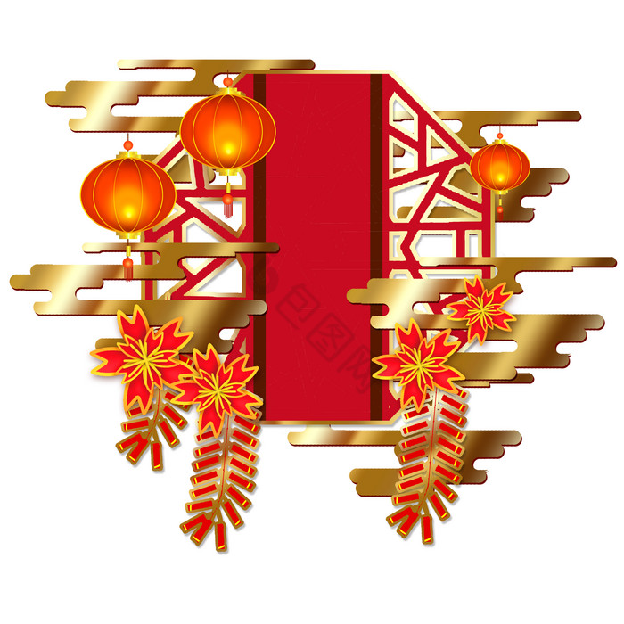 新年中式装饰灯笼窗格图片