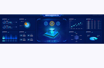 科技感深色炫酷数据可视化超级大屏数据展示图片