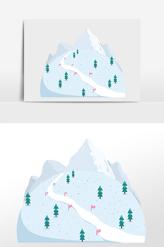 雪山滑道怎么画图片