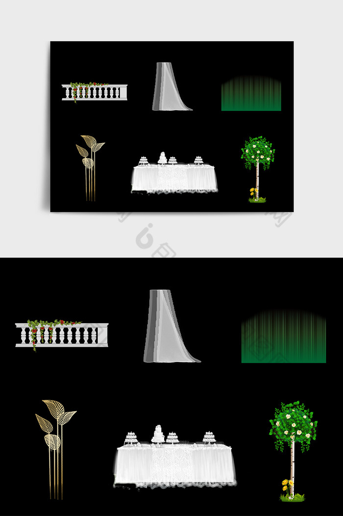 绿色森系草坪清新户外婚礼元素图片图片