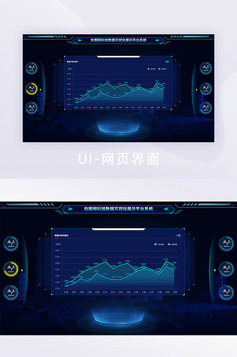 科技感深色炫酷数据可视化大屏数据展示图片