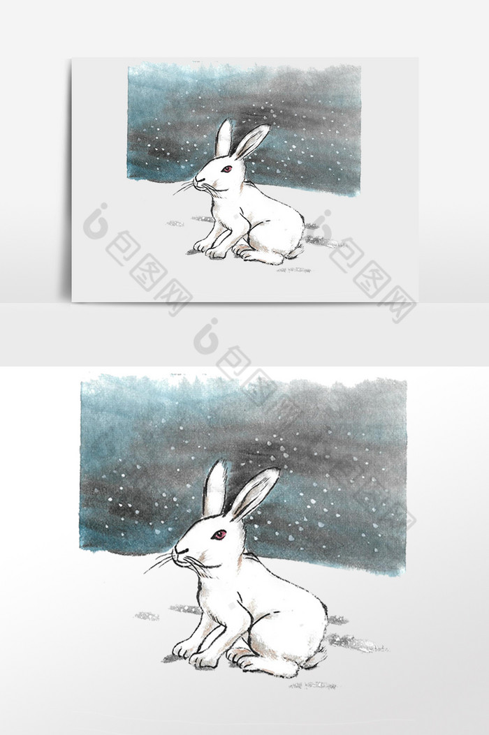 小动物兔子冬季插画图片图片