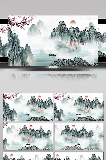 4K中国风水墨山水背景视频AE模板图片