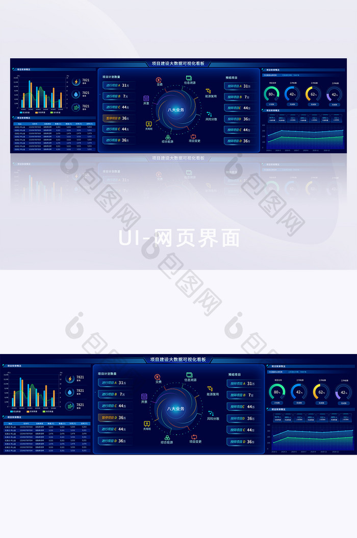 深色大数据可视化项目建设超级大屏UI网页