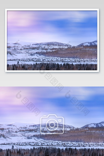 新疆冬季哈尔滨禾木景区雪景图片