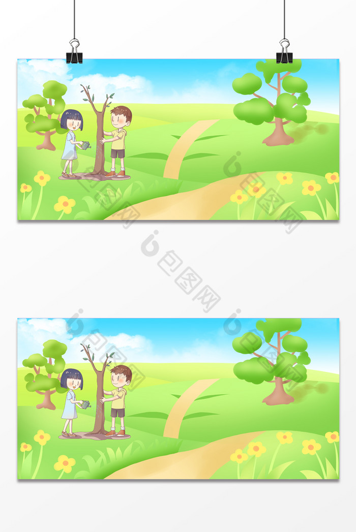 插画植树节图片图片