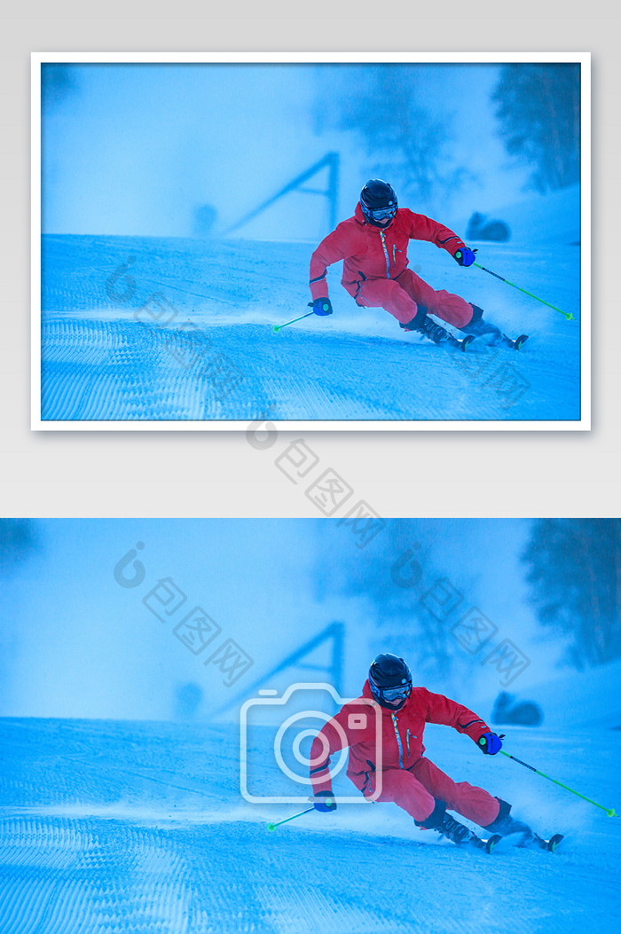 冬季极限运动滑雪速降的人