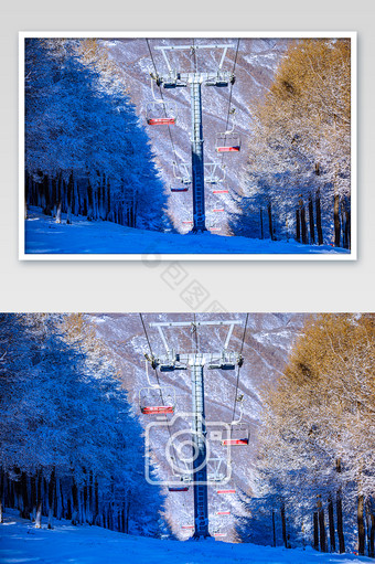 冬季崇礼万龙滑雪场滑雪缆车图片