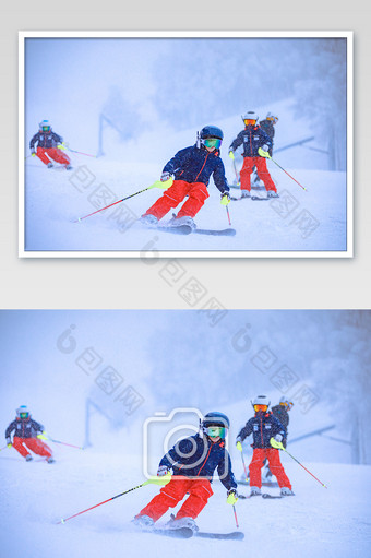 冬季穿着滑雪服的滑雪的人图片