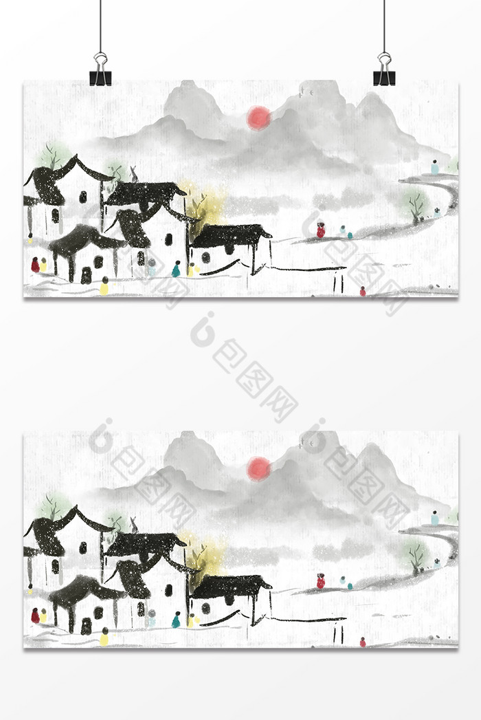 烟雨江南中式水墨图片