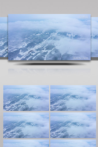 4K航拍雪山之巅云雾缭绕宏伟大气自然风光图片