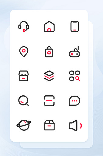 APP移动端手机线性红色图标线性icon图片
