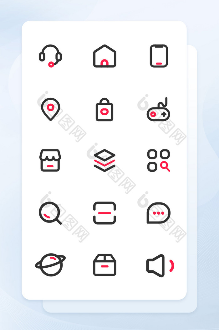 APP移动端手机线性红色图标线性icon图片图片
