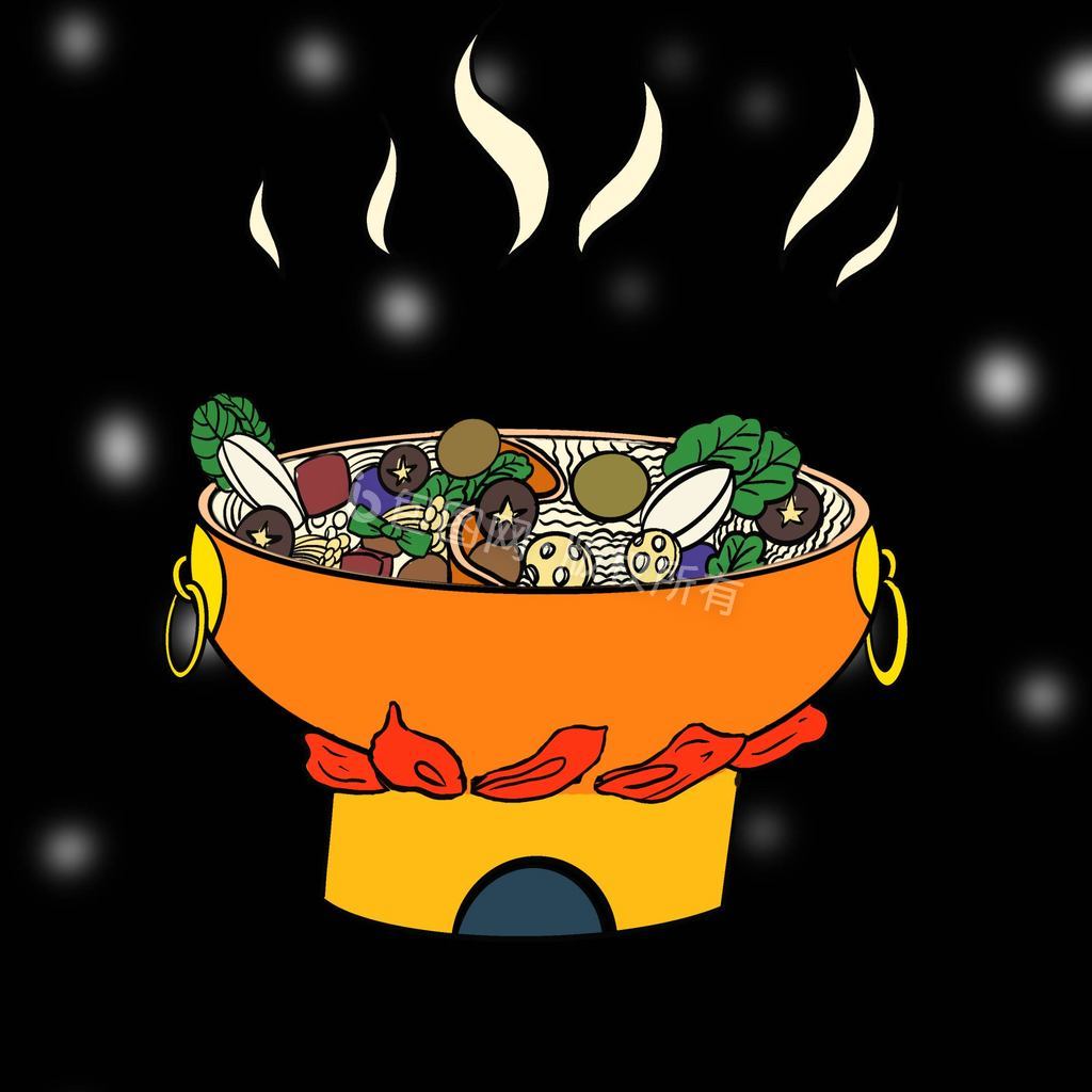 1920x1080冬季火锅小动画动图gifgif1920x1080暖色可爱卡通吃货女孩