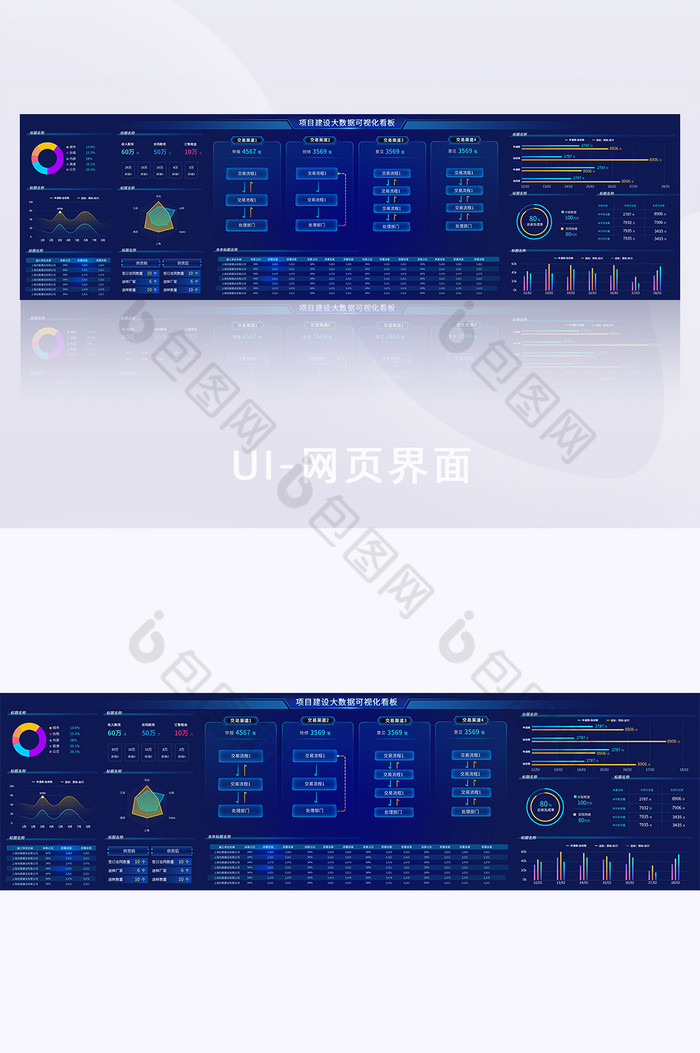 深蓝色可视化销售监控大数据超级大屏图片图片