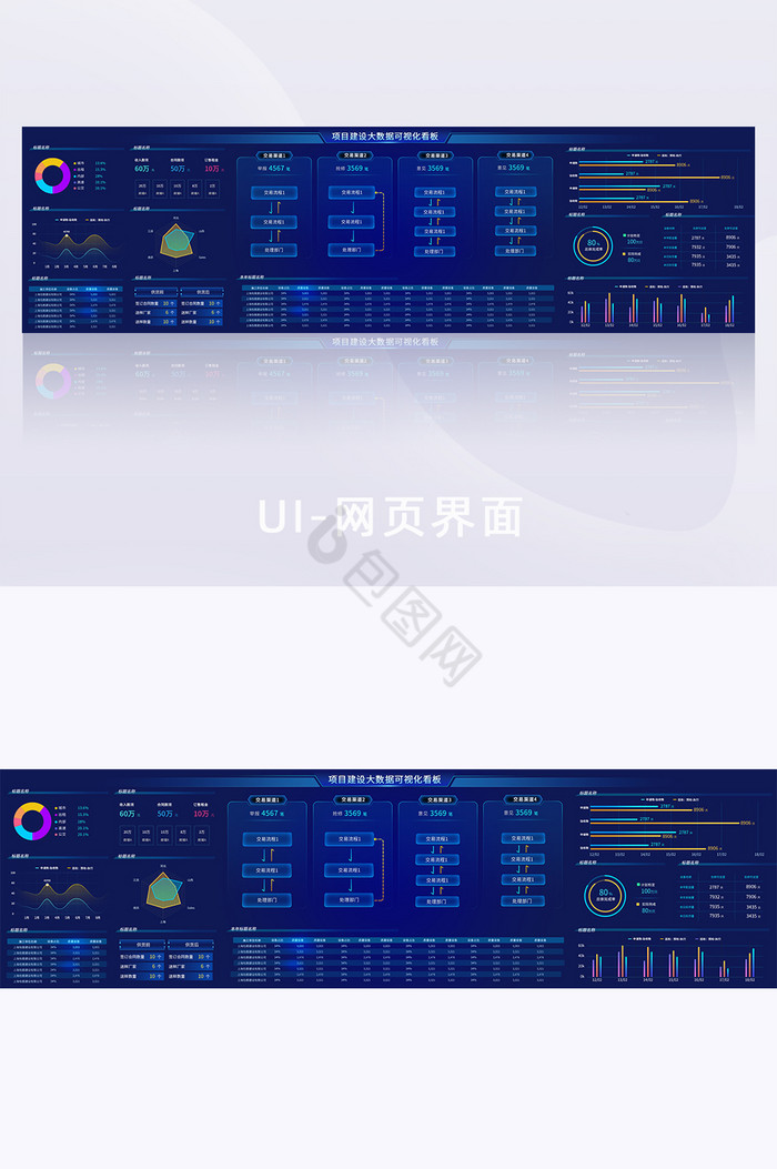 深蓝色可视化销售监控大数据超级大屏图片