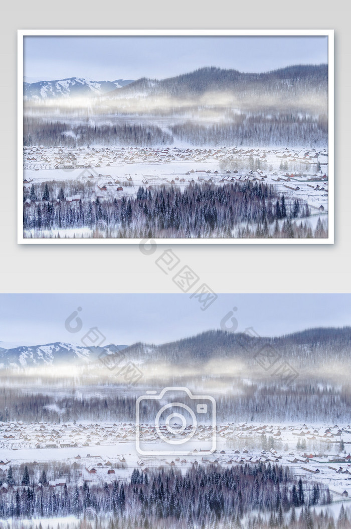 新疆禾木村冬季雪景美景图片图片