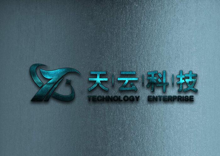 金属拉丝上的科技logo图片