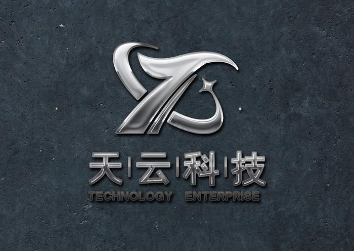 深色水泥墙上银色logo图片