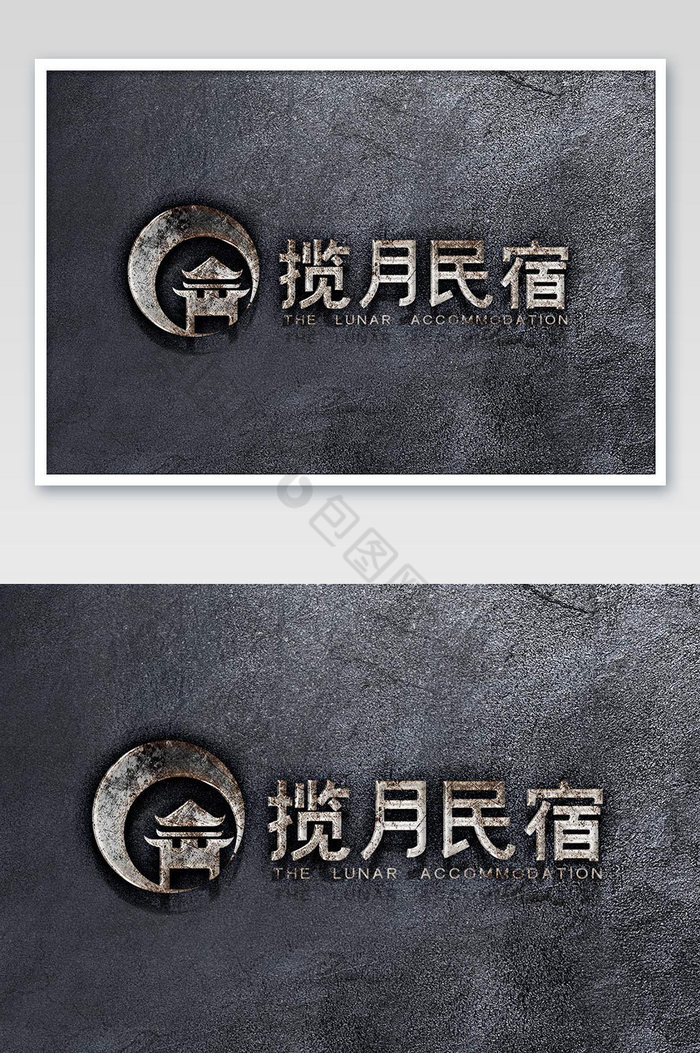 粗糙墙面上的铁艺铁锈logo图片图片