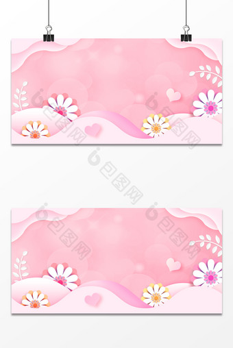 唯美立体剪纸风38妇女节花卉背景图图片