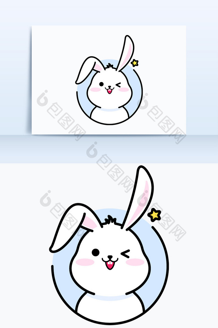 可爱兔子眨眼wink微信表情公众号配图
