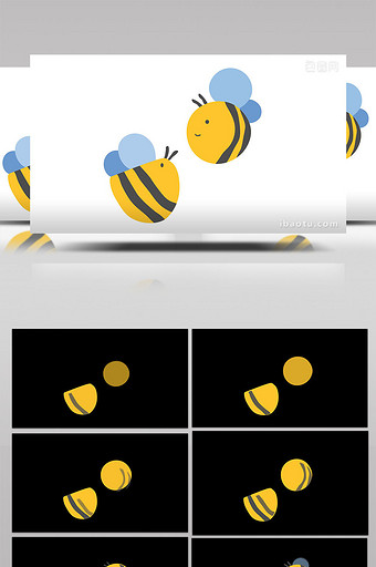 简单扁平画风动物类可爱蜜蜂mg动画图片