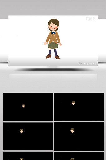 简单扁平画风人物类褐色衣服女孩mg动画图片