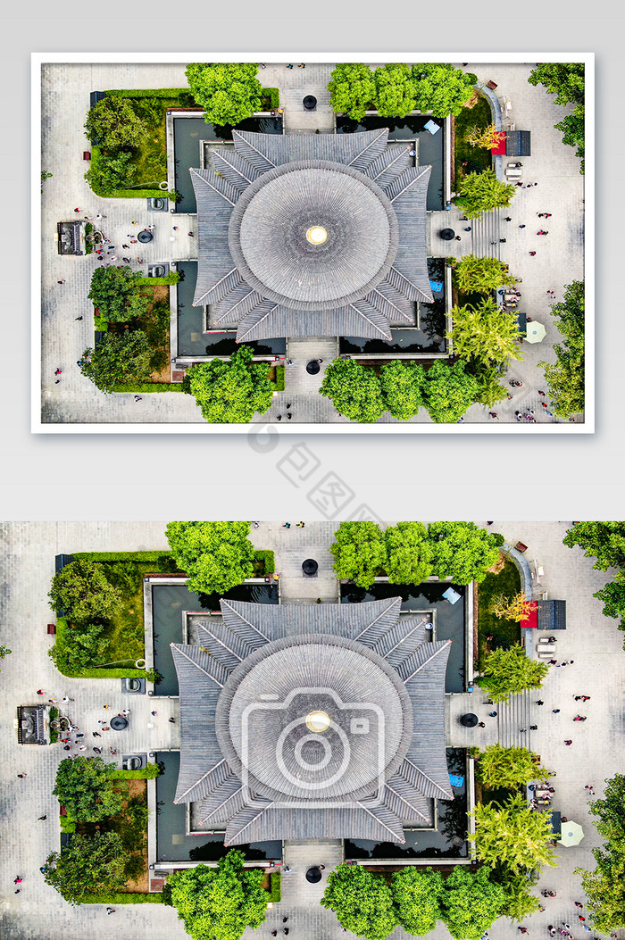 俯拍历史建筑八角塔摄影图片图片