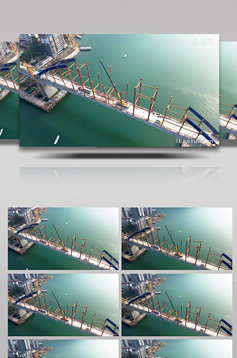 4K航拍高铁桥梁建设者工人建造铁路实拍图片